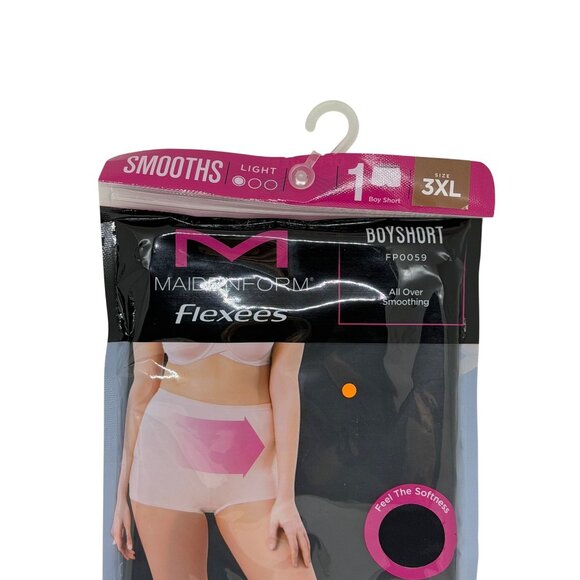 NWT Maidenform Flexees Boyshort FP0059 3XL Black Light Smoothing Cool Comfort - Picture 2 of 3